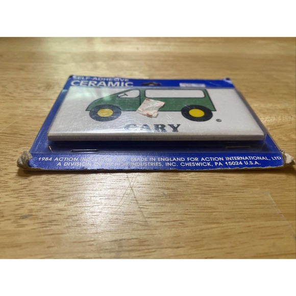 Vintage Retro CARY W Green Van New Dead Stock Ceramic Door Name Plaque Wall Sign - Picture 4 of 12